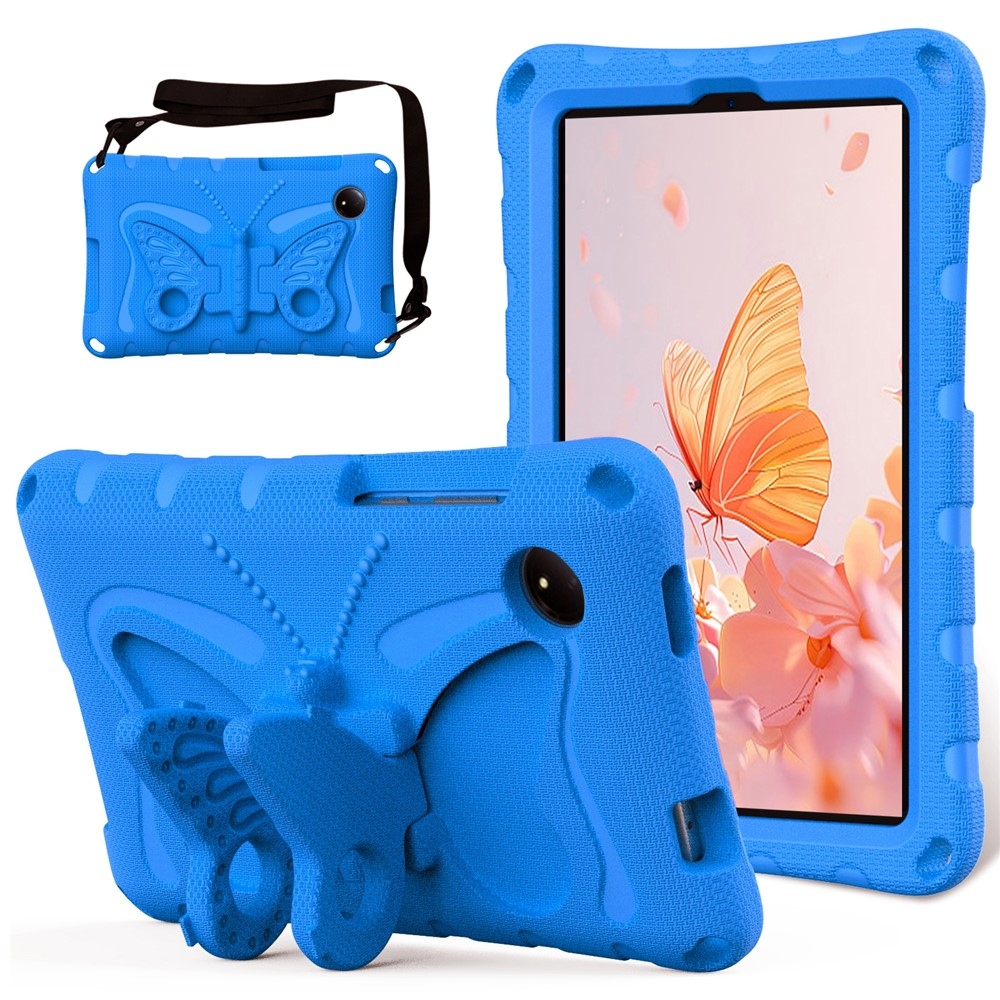 Kids Butterfly EVA odolné púzdro s popruhom na tablet Xiaomi Redmi Pad SE 8.7 - tmavomodré