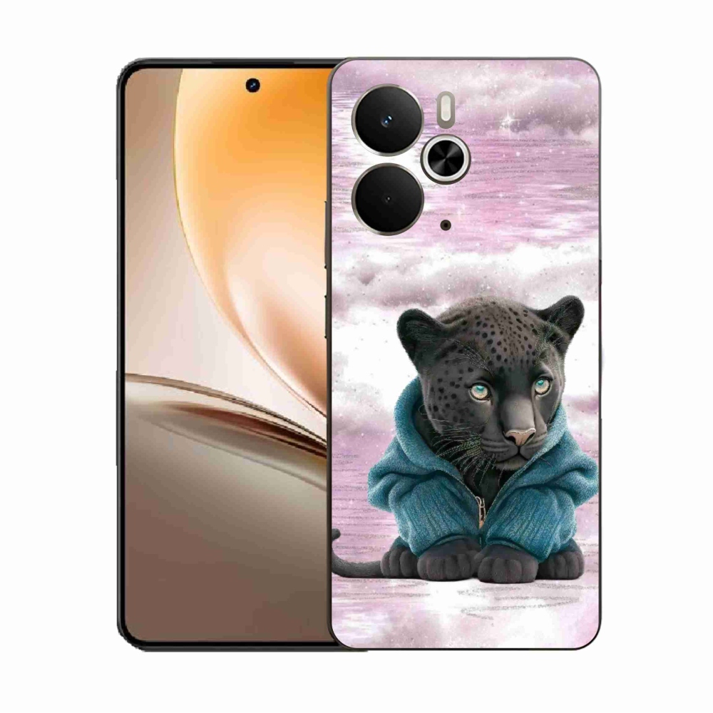 Gélový kryt mmCase na Realme 14 5G - čierny panter vo svetri