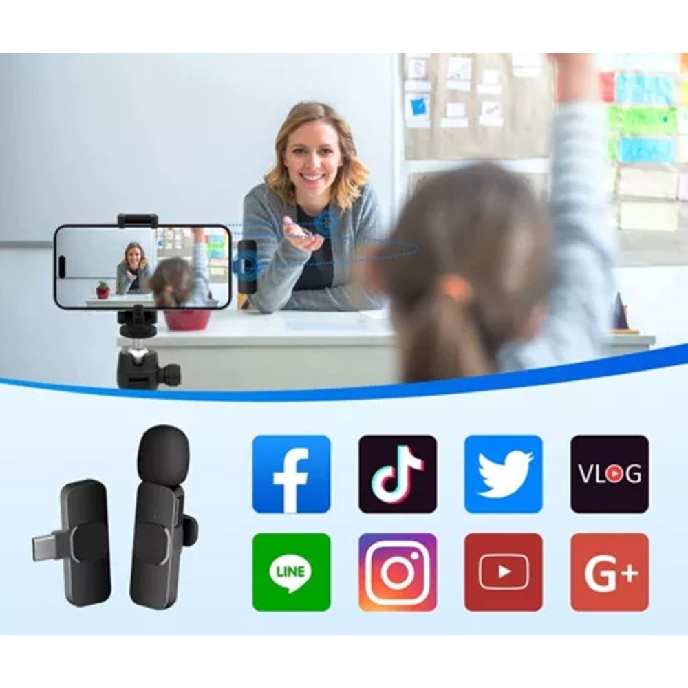 K1 bezdrôtový klopový mikrofón s redukciou šumu USB-C 2ks