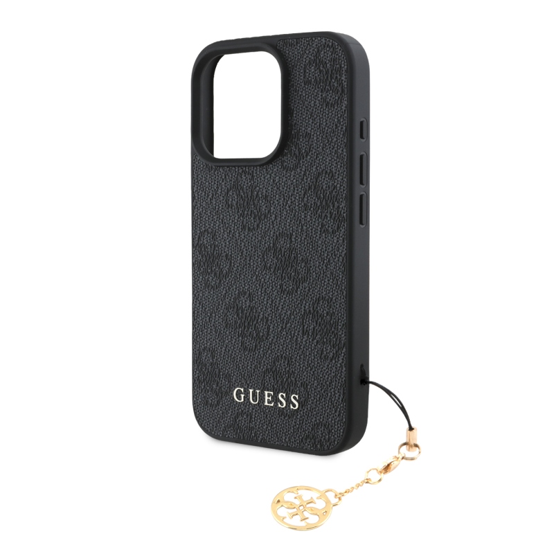 Guess 4G Charm Zadný Kryt pre iPhone 16 Pro Tone on Tone Grey