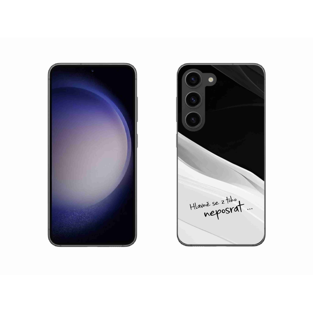 Gélový kryt mmCase na Samsung Galaxy S23 5G - vtipný text 13 bieločierne pozadie