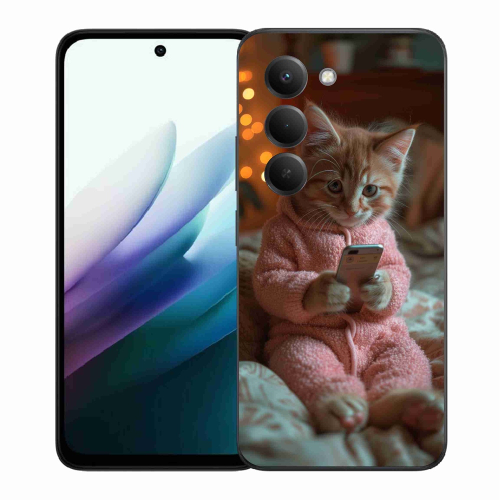 Gélový kryt mmCase na Xiaomi Redmi 15 4G/5G (171mm) - mačiatko s mobilom
