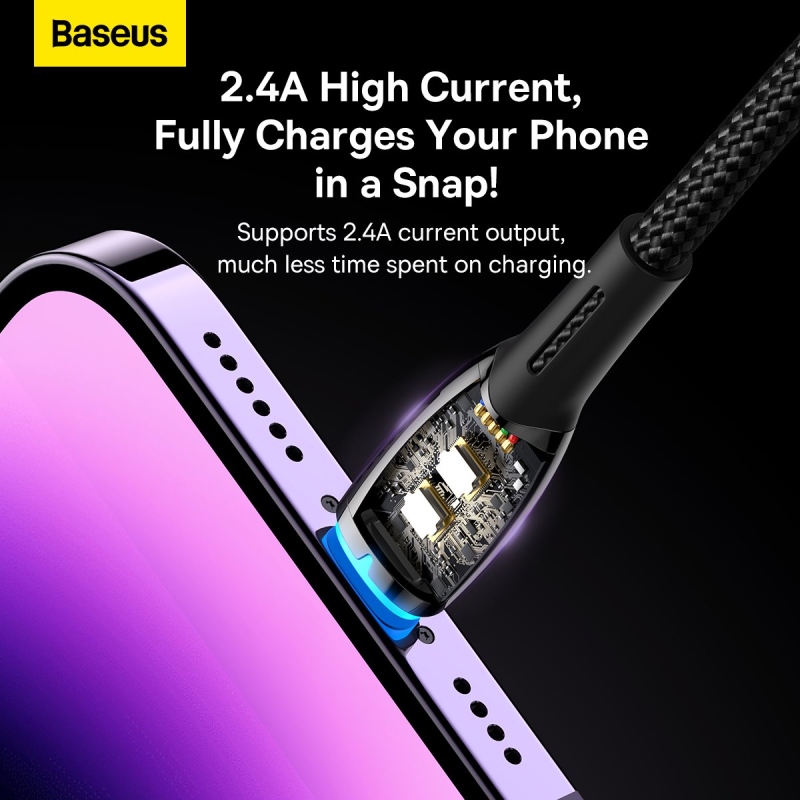Baseus Glimmer Series Fast Charging Dátový Kábel USB-A - Lighting 2.4A 2m Black