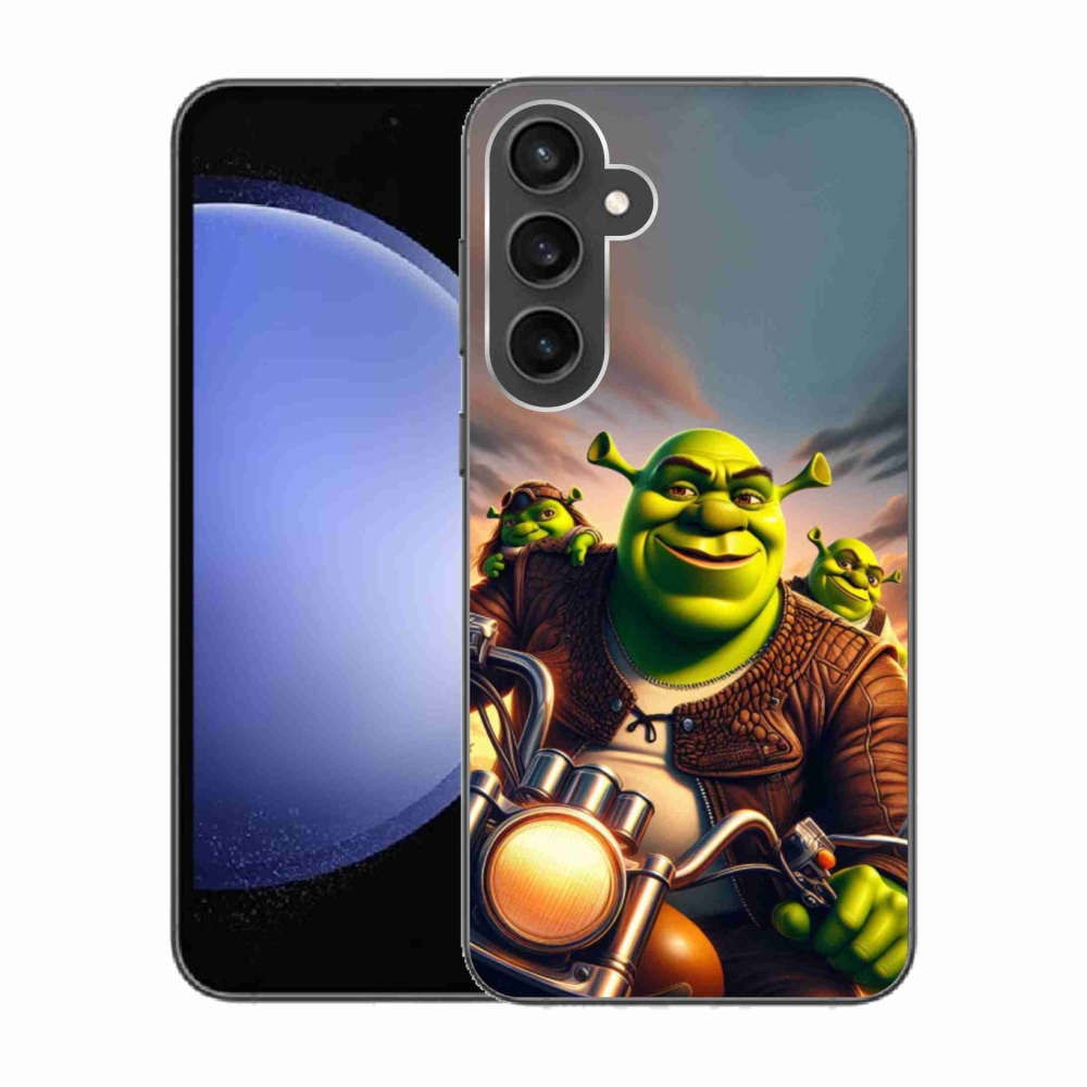 Gélový kryt mmCase na Samsung Galaxy S23 FE - shrek na motorke