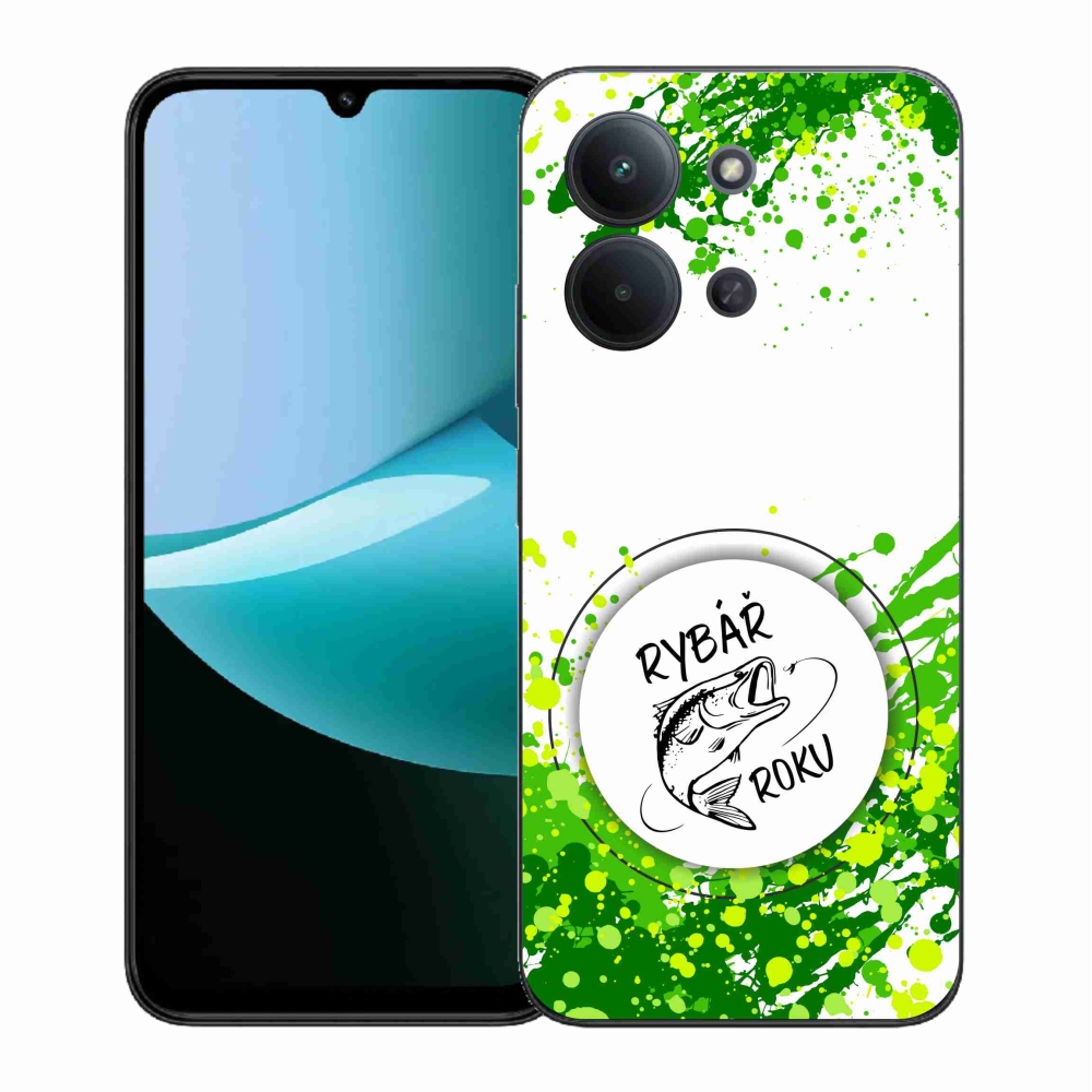 Gélový kryt mmCase na Xiaomi Redmi 15C 4G (171mm)/Poco C85 4G (171mm) - rybár roku biele pozadie