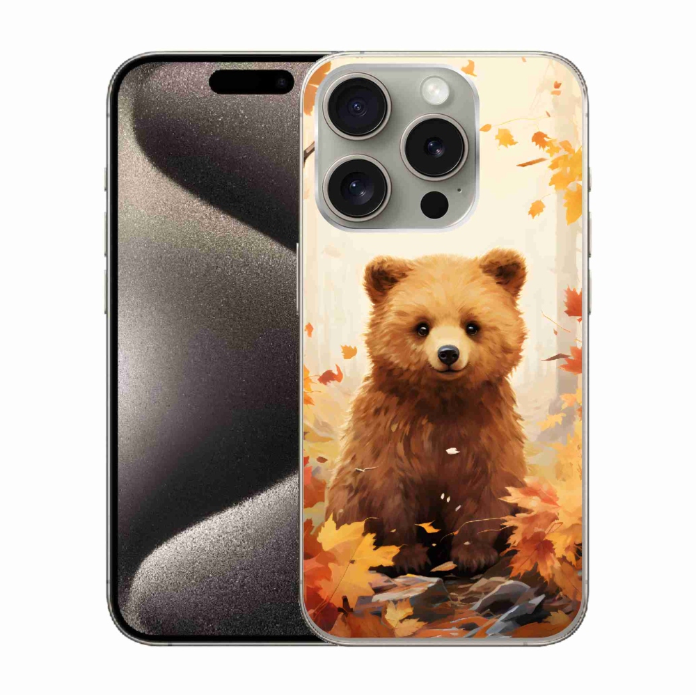Gélový kryt mmCase na iPhone 15 Pro - medveď v lese