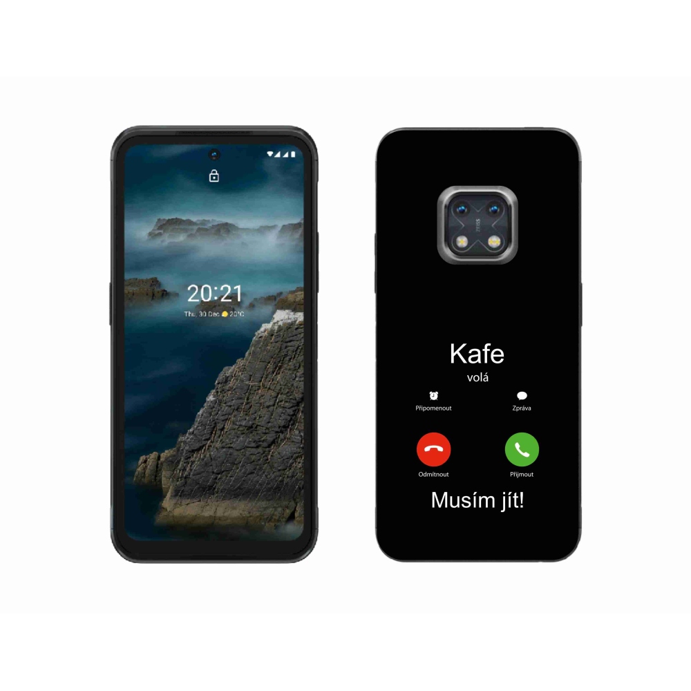 Gélový kryt mmCase na Nokia XR20 - káva volá čierne pozadie