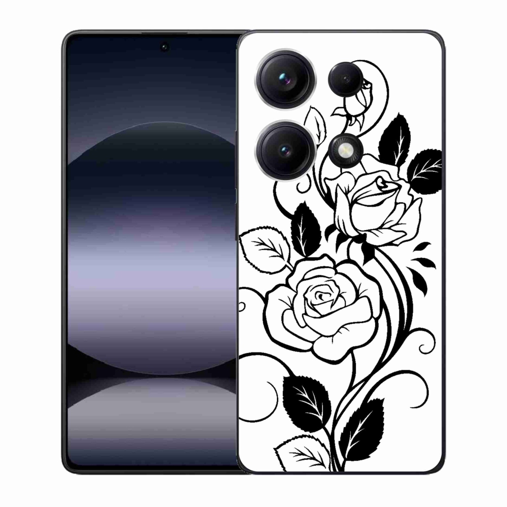 Gélový kryt mmCase na Xiaomi Redmi Note 14S - čiernobiela ruža