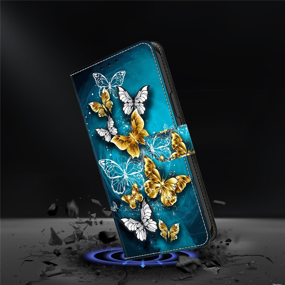Firmly knižkové púzdro na Samsung Galaxy A17 5G/A26 5G - zlatí a bieli motýle