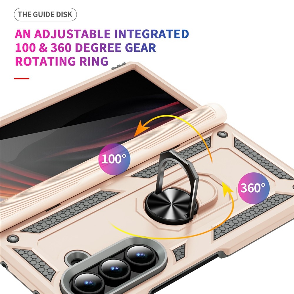 Ring odolný kryt na Samsung Galaxy Z Fold7 5G - béžový