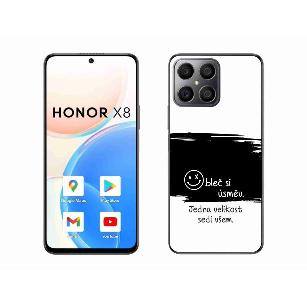 Gélový kryt mmCase na Honor X8 4G - vtipný text 8 čiernobiele pozadie