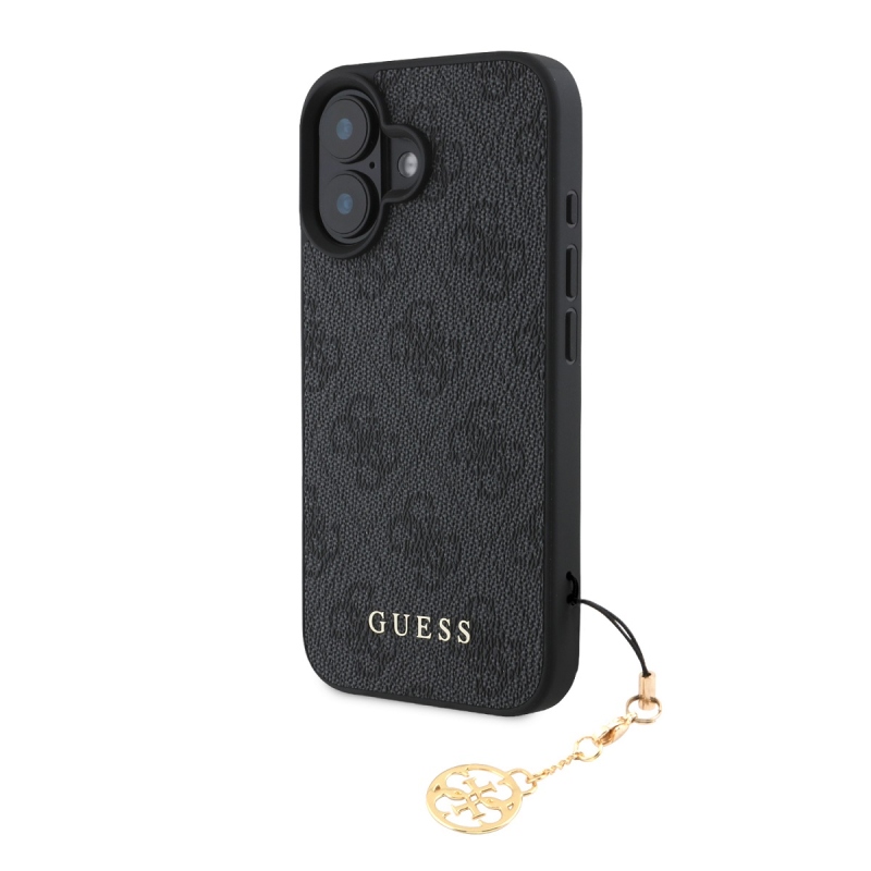 Guess 4G Charm Zadný Kryt pre iPhone 16 Tone on Tone Grey