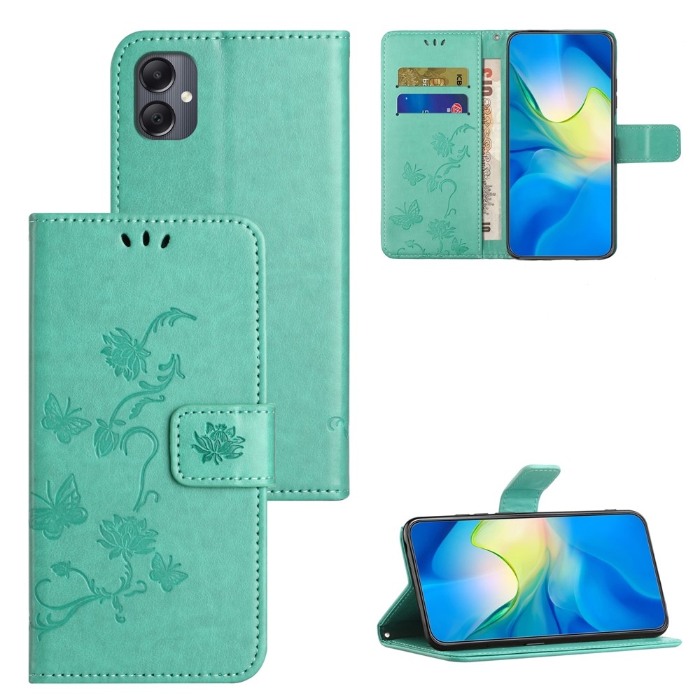 Flower knižkové púzdro na Samsung Galaxy A07 4G - modrozelené