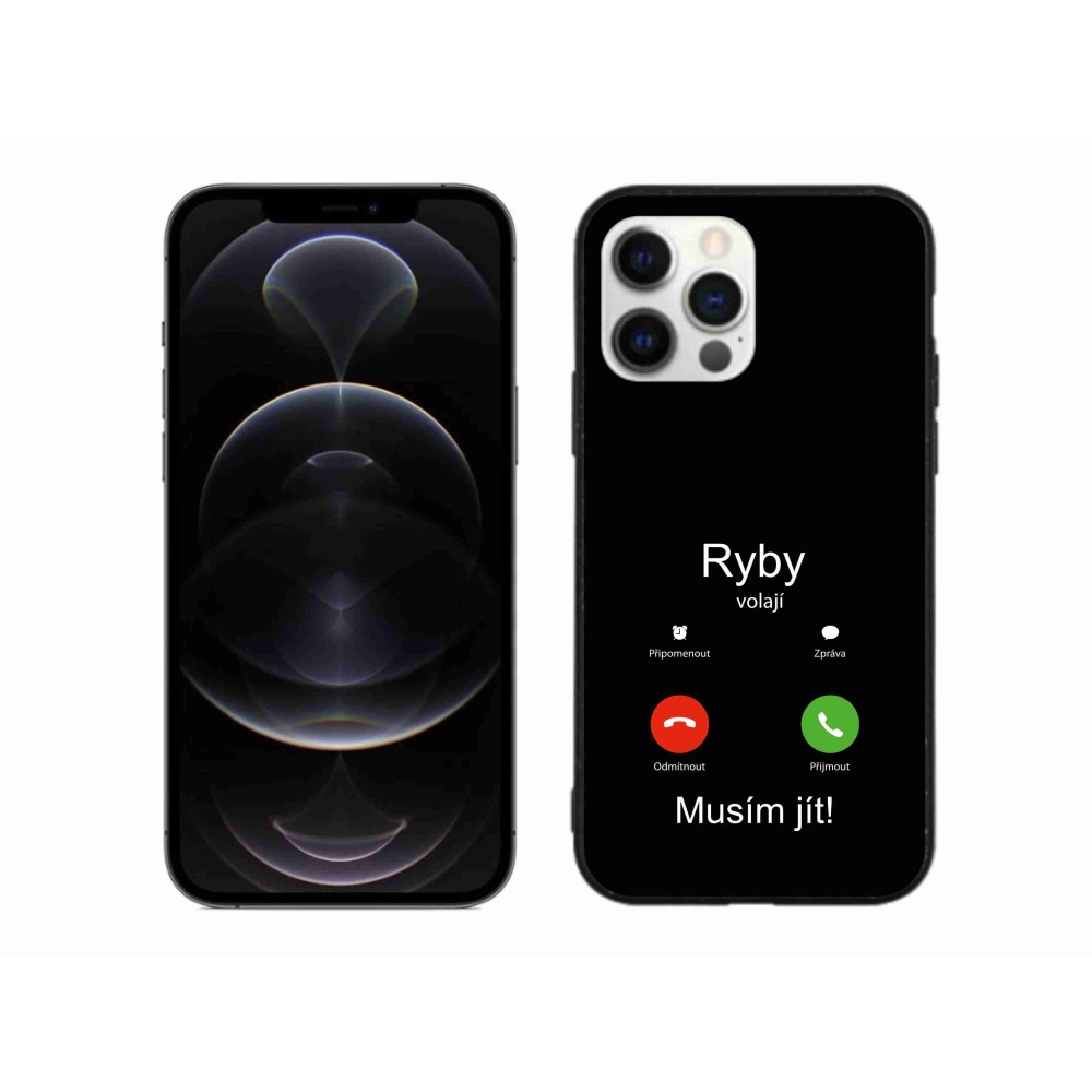 Gélový kryt mmCase na iPhone 12 Pro Max - ryby volajú čierne pozadie