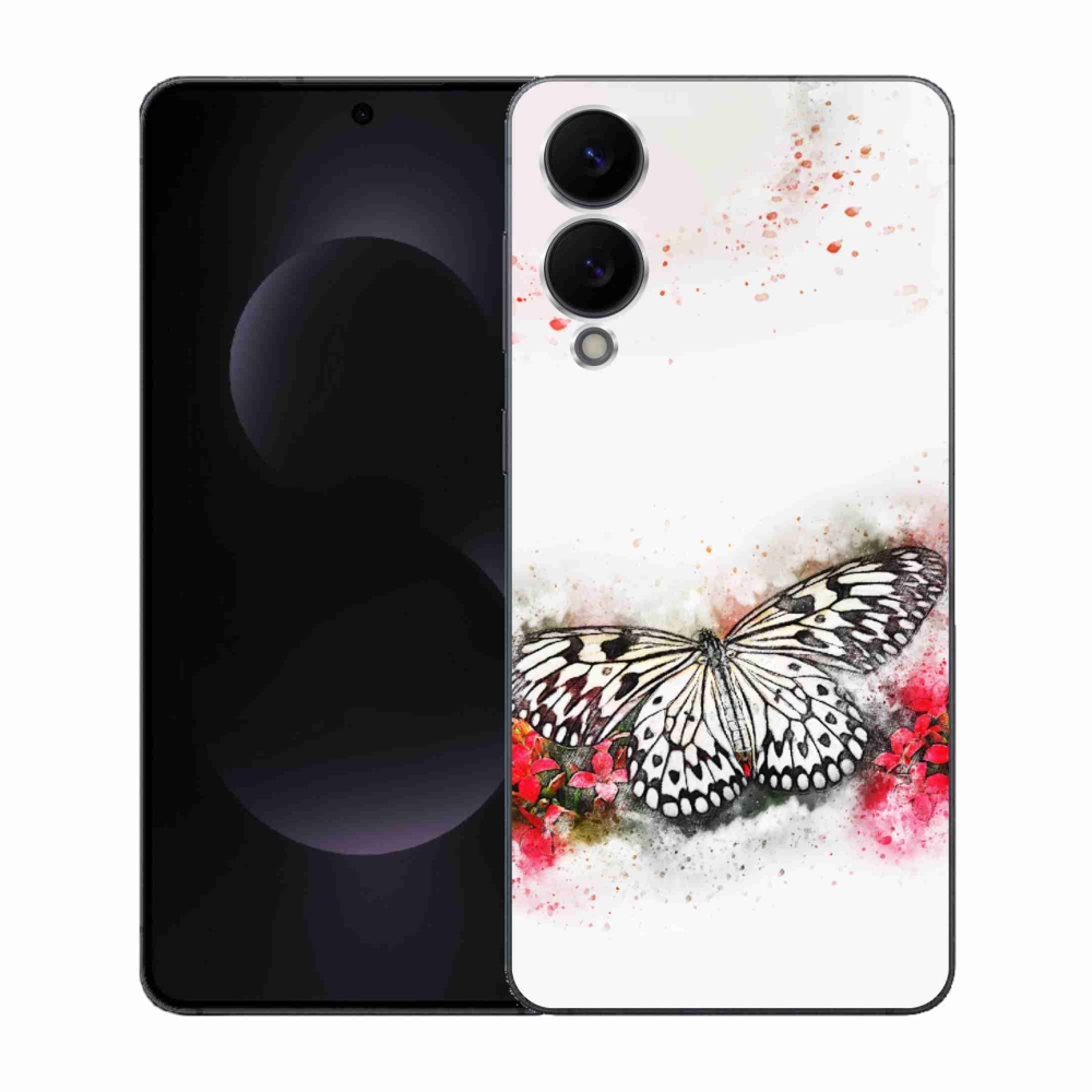Gélový kryt mmCase na Samsung Galaxy S25 Edge - čiernobiely motýľ