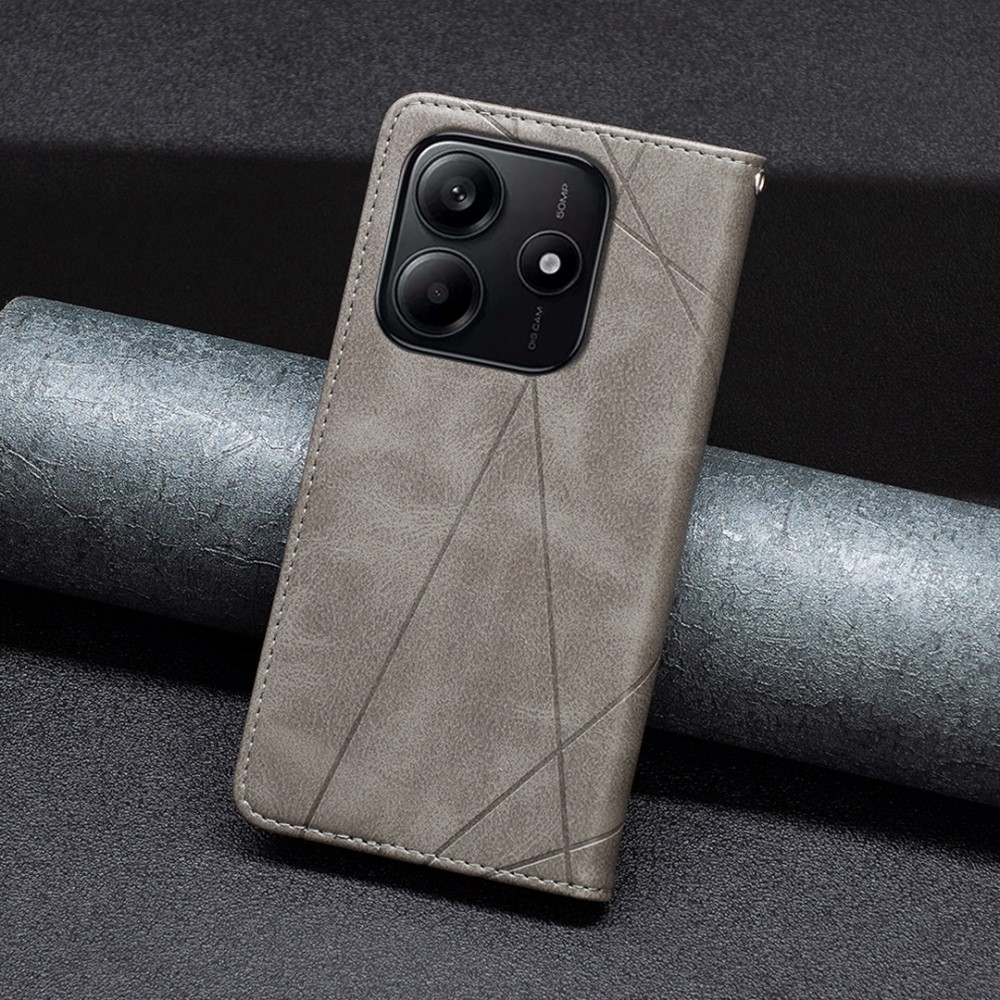 Triangle knižkové púzdro na Xiaomi Redmi Note 14 - šedé