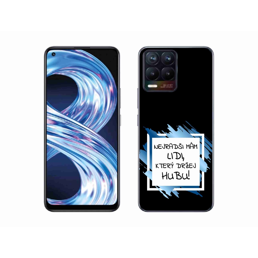 Gélový kryt mmCase na Realme 8 4G - vtipný text 7 bieločierne pozadie