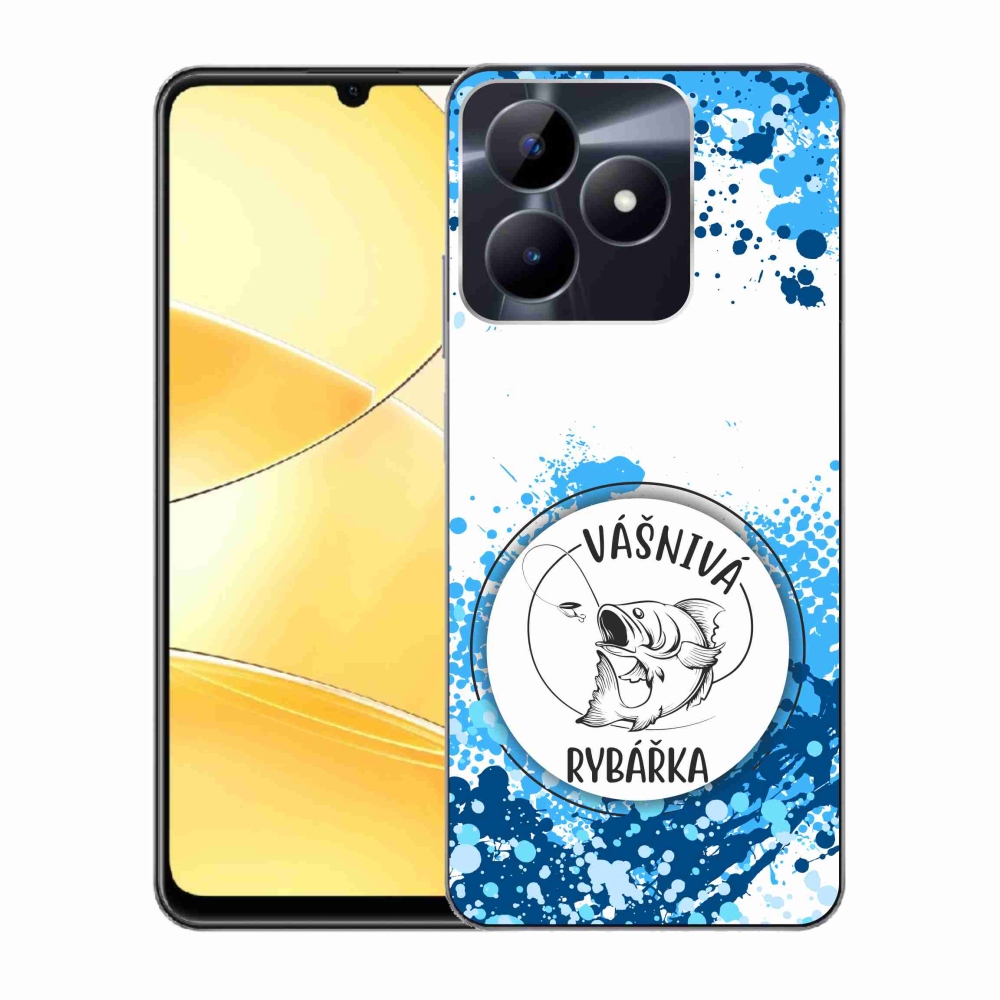 Gélový kryt mmCase na Realme C51/C53 - vášnivá rybárka biele pozadie