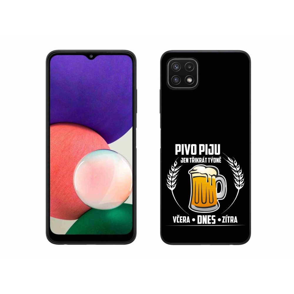 Gélový kryt mmCase na Samsung Galaxy A22 5G - pivný motív čierne pozadie