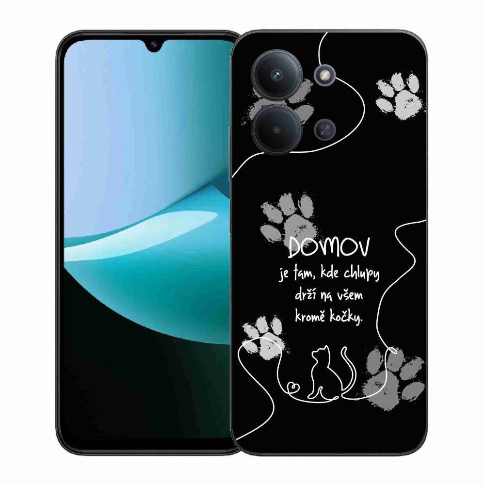Gélový kryt mmCase na Xiaomi Redmi 15C 4G (171mm)/Poco C85 4G (171mm) - mačacie motív čierne pozadie