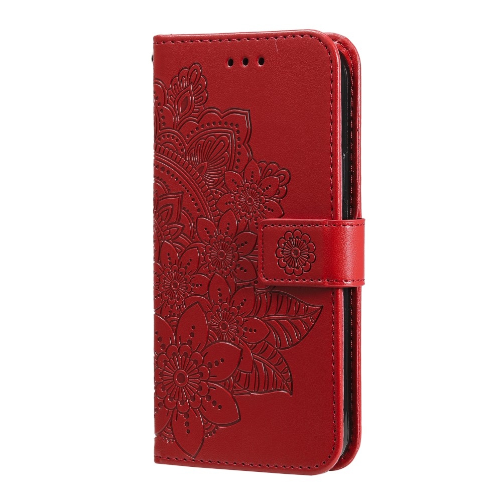 Floral knižkové puzdro na Realme 14 5G - červené
