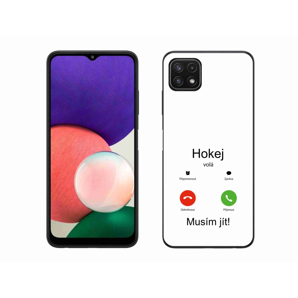 Gélový kryt mmCase na Samsung Galaxy A22 5G - hokej volá biele pozadie
