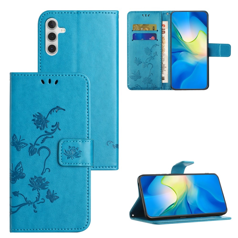 Flower knižkové púzdro na Samsung Galaxy M15 5G - modré
