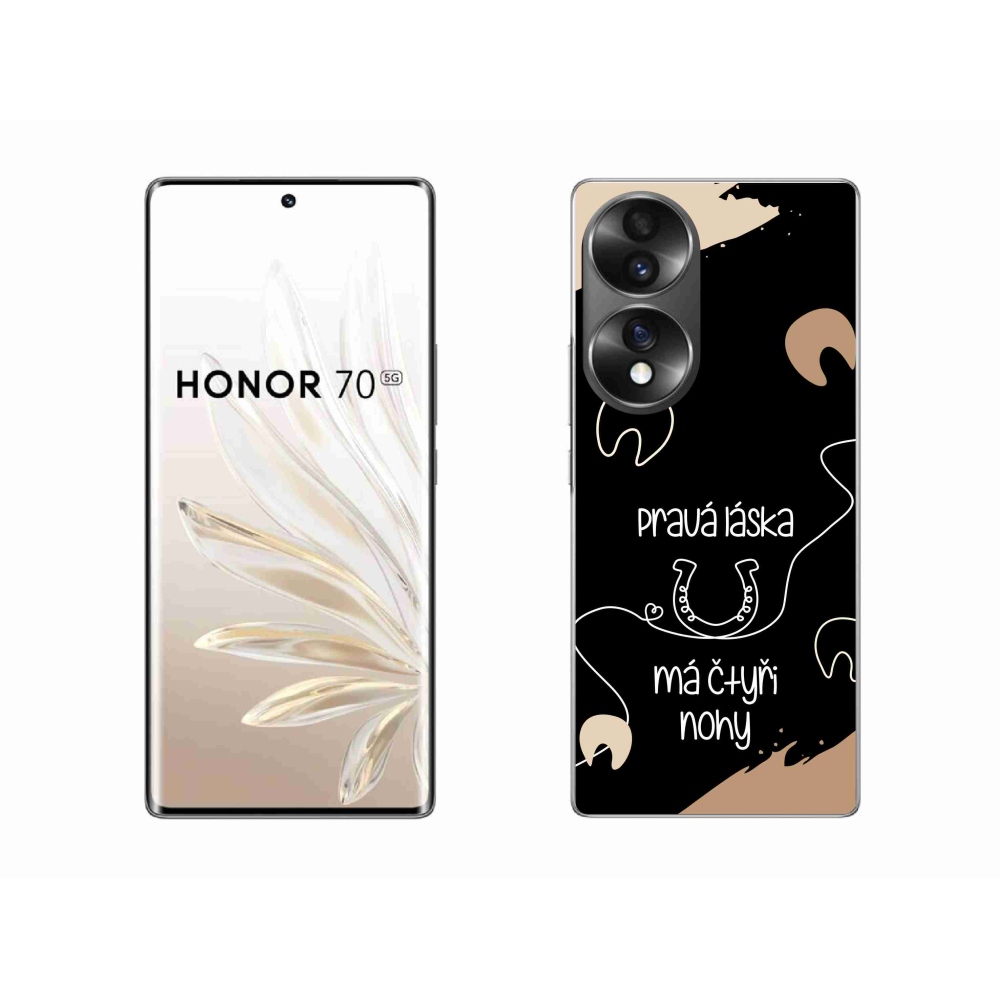 Gélový kryt mmCase na Honor 70 - konský motív čierne pozadie