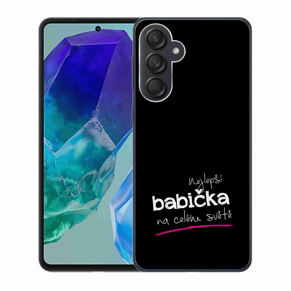 Gélový kryt mmCase na Samsung Galaxy M55 5G - najlepšia babička 4 čierne pozadie