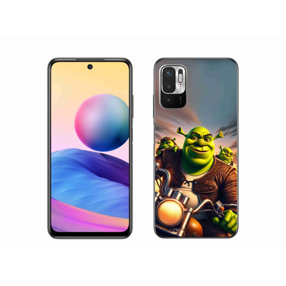 Gélový kryt mmCase na Xiaomi Redmi Note 10 5G - shrek na motorke