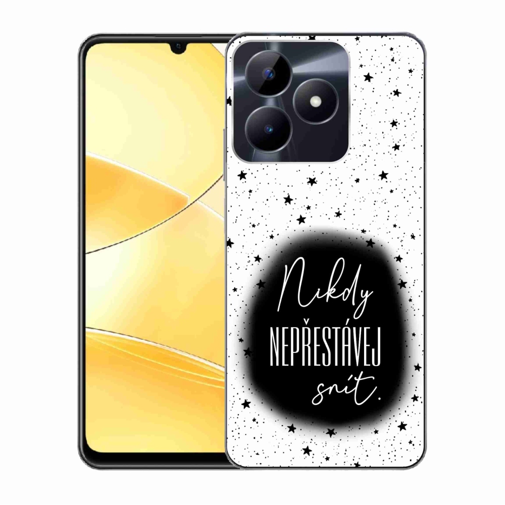 Gélový kryt mmCase na Realme C51/C53 - citát 1 čiernobiele pozadie