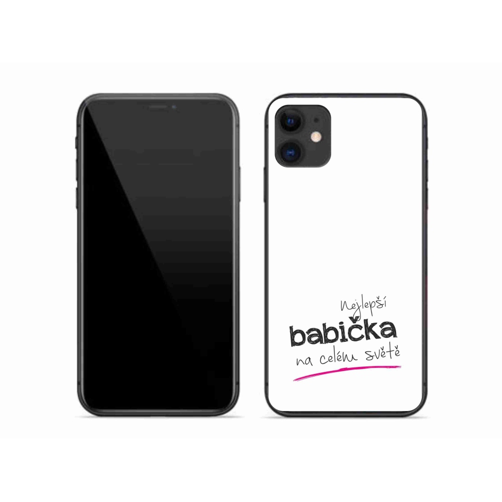 Gélový kryt mmCase na iPhone 11 - najlepšia babička 4 biele pozadie