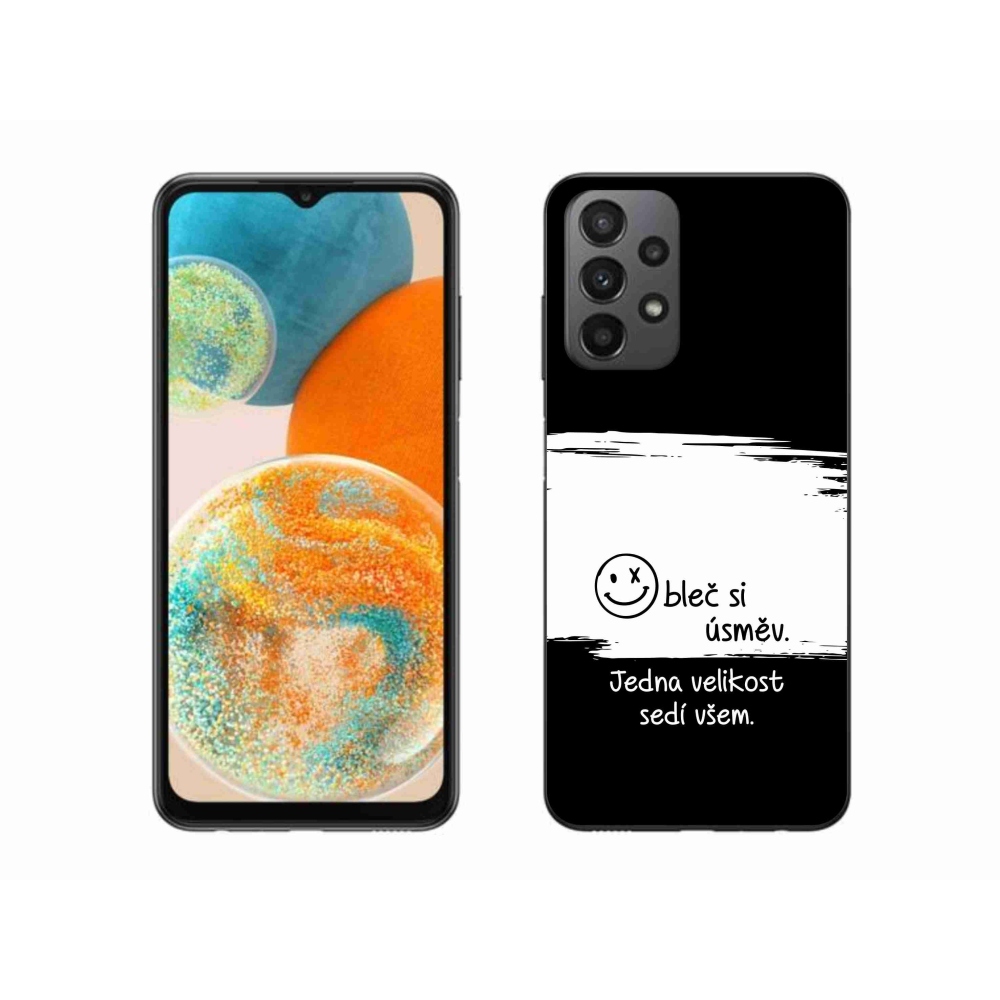 Gélový kryt mmCase na Samsung Galaxy A23 4G/5G - vtipný text 8 bieločierne pozadie