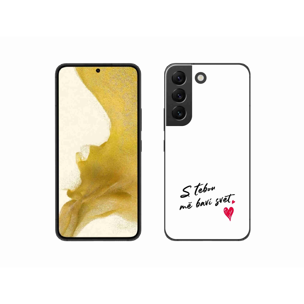 Gélový kryt mmCase na Samsung Galaxy S22 5G - zamilovaný text 1 biele pozadie