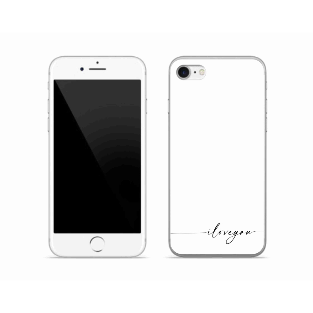 Gélový kryt mmCase na iPhone SE (2022) - I love you biele pozadie