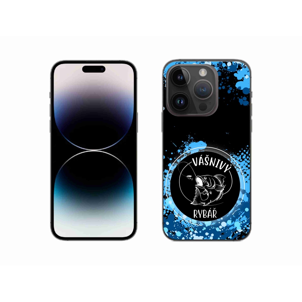 Gélový kryt mmCase na iPhone 14 Pro 6.1 - vášnivý rybár čierne pozadie