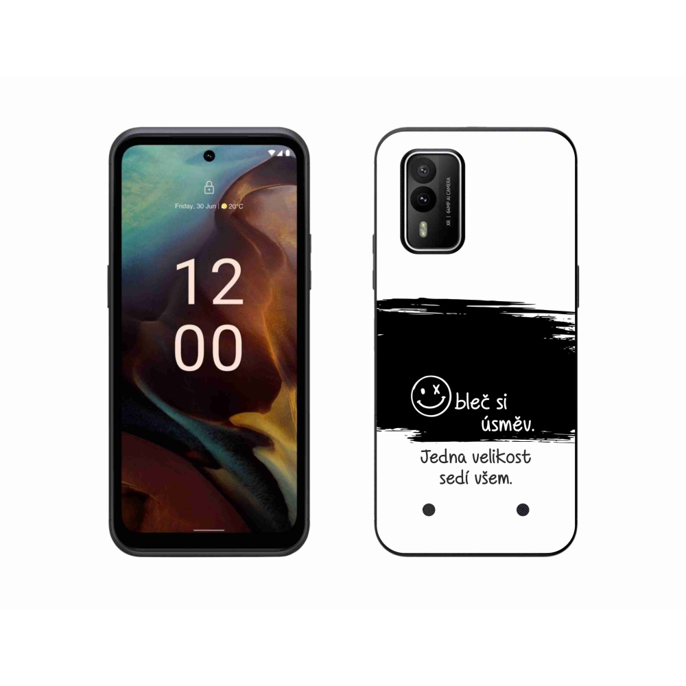 Gélový kryt mmCase na Nokia XR21 - vtipný text 8 čiernobiele pozadie