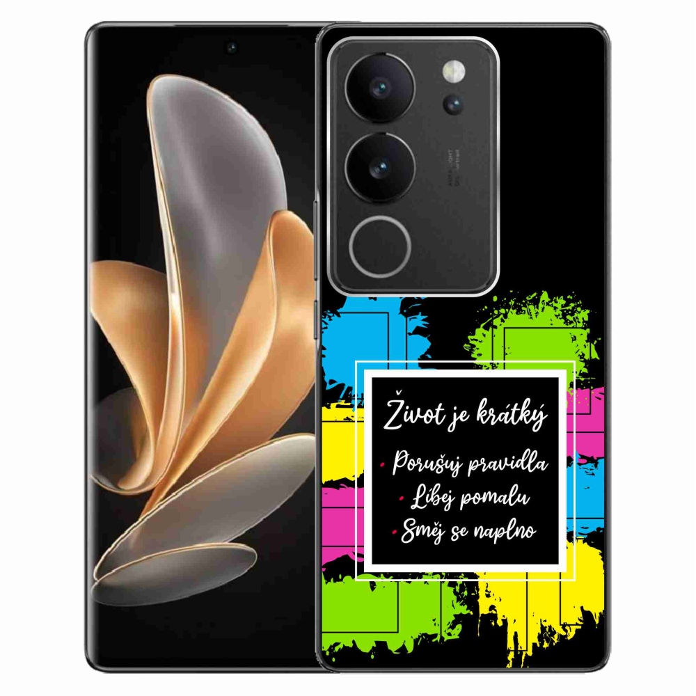 Gélový kryt mmCase na Vivo V29 5G - citát 5 čierne pozadie