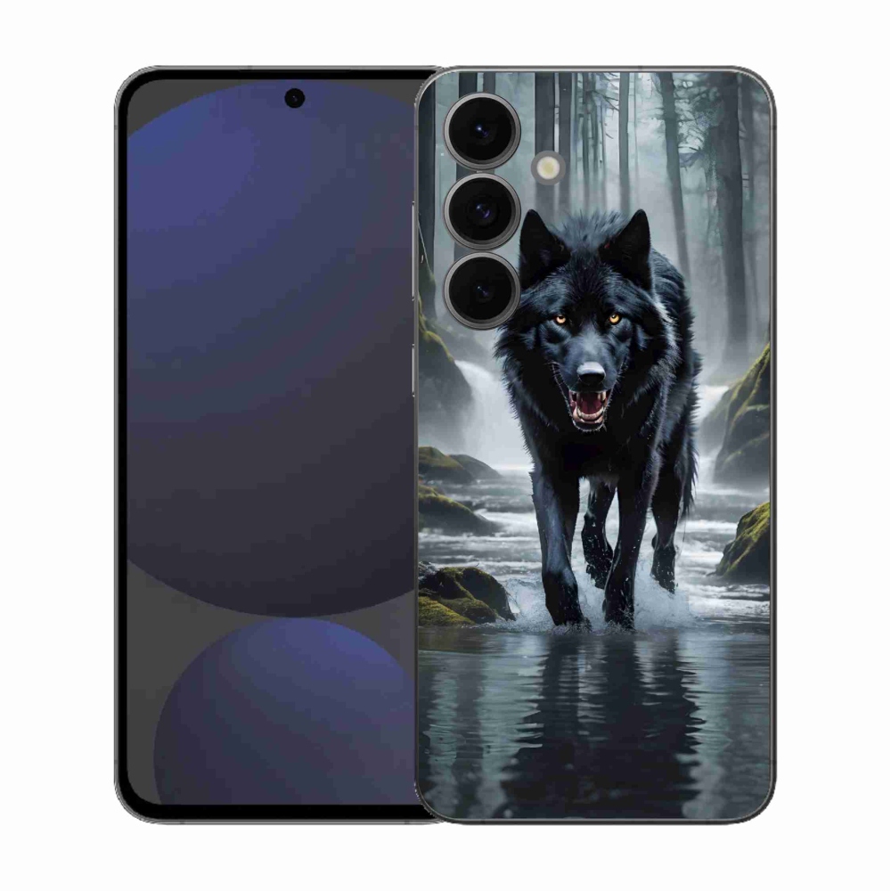 Gélový kryt mmCase na Samsung Galaxy S25 FE - čierny vlk