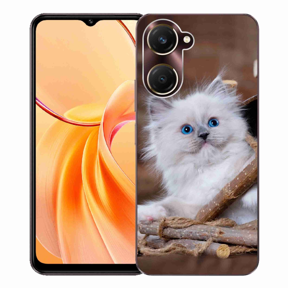 Gélový kryt mmCase na Vivo Y28s 5G - biele mačiatko