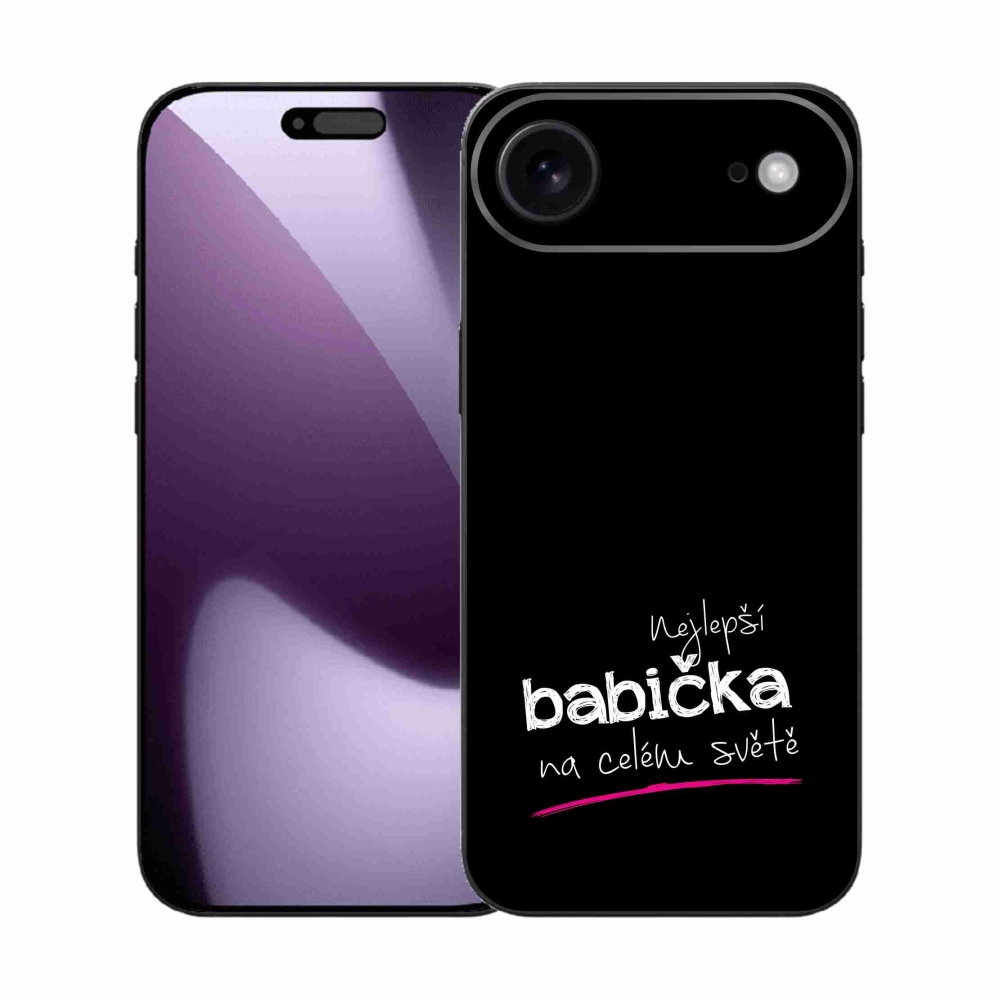 Gélový kryt mmCase na iPhone 17 Air - najlepšia babička 4 čierne pozadie