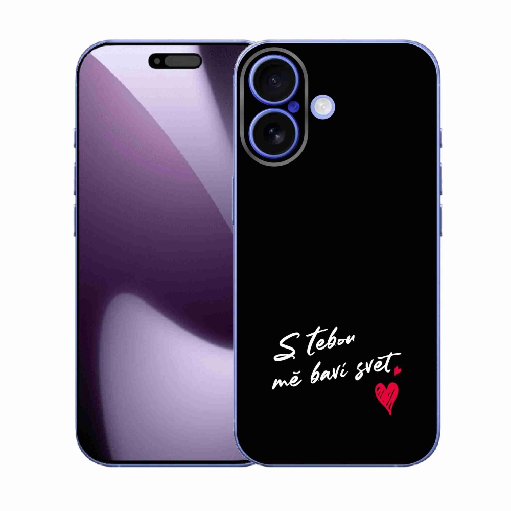 Gélový kryt mmCase na iPhone 17 - zamilovaný text 1 čierne pozadie