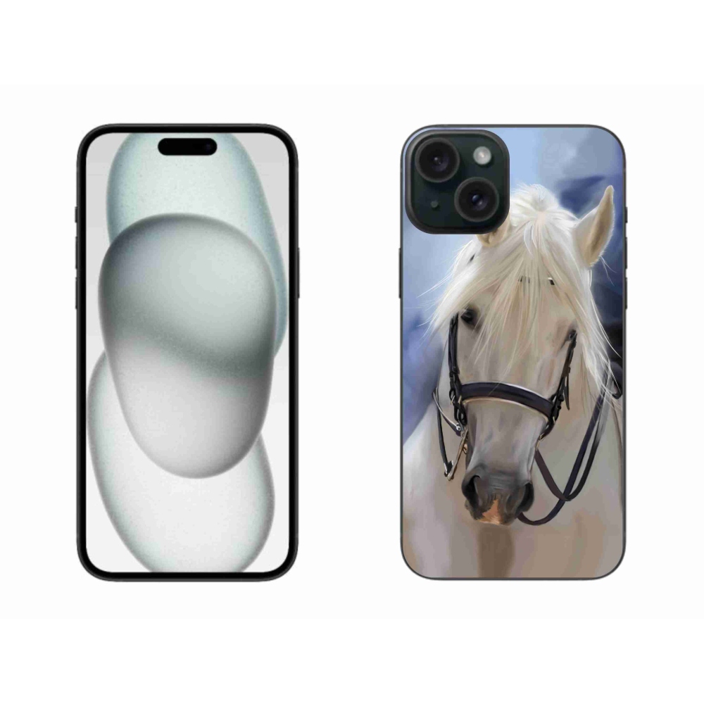 Gélový kryt mmCase na iPhone 15 Plus - biely kôň