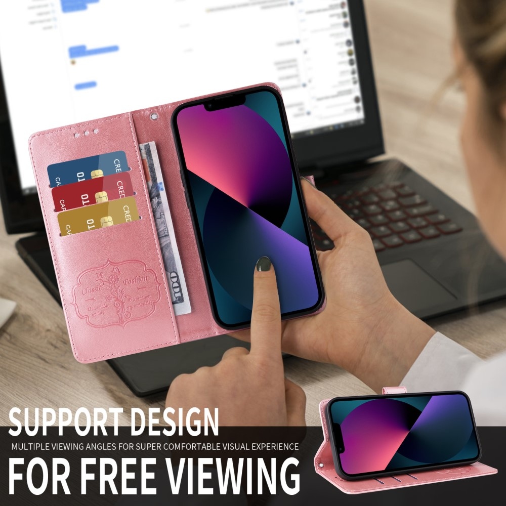 Flowery knižkové puzdro na Realme 14 5G - ružové