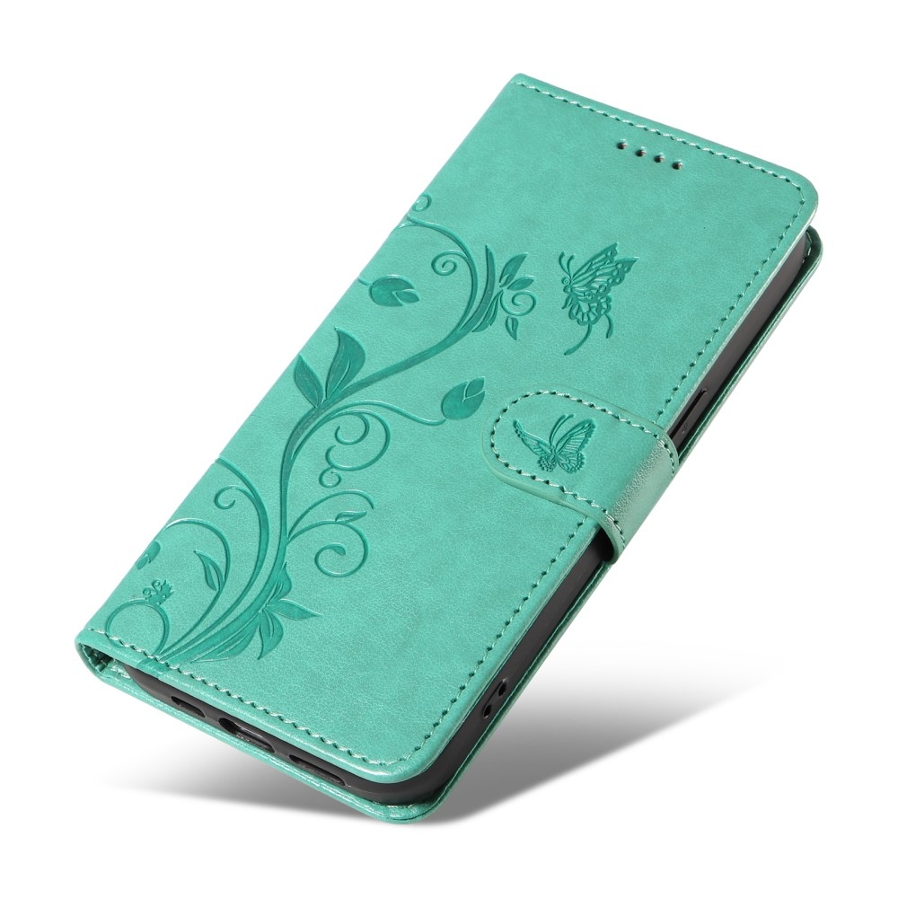 Flowery knižkové púzdro na Samsung Galaxy A06 4G - modrozelené