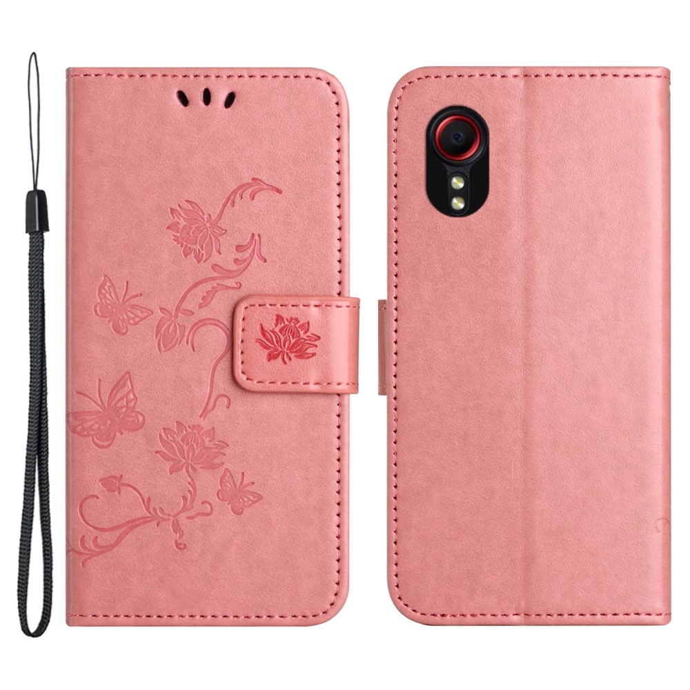 Flower knižkové púzdro na Samsung Galaxy Xcover 7 - ružové