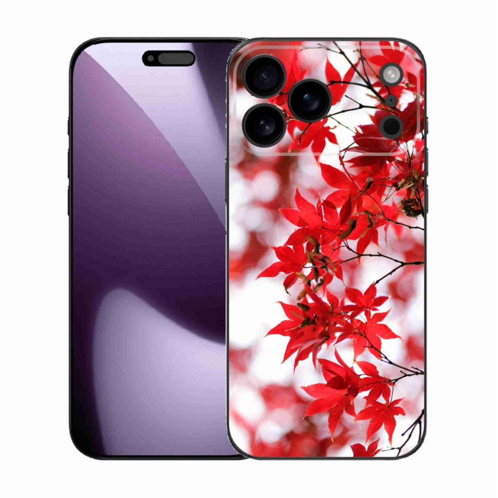 Gélový kryt mmCase na iPhone 17 Pro Max - červené listy
