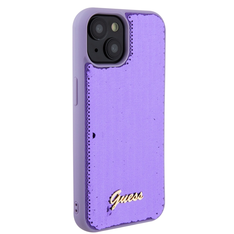 Guess Sequin Script Logo Zadný Kryt pre iPhone 15 Plus Purple