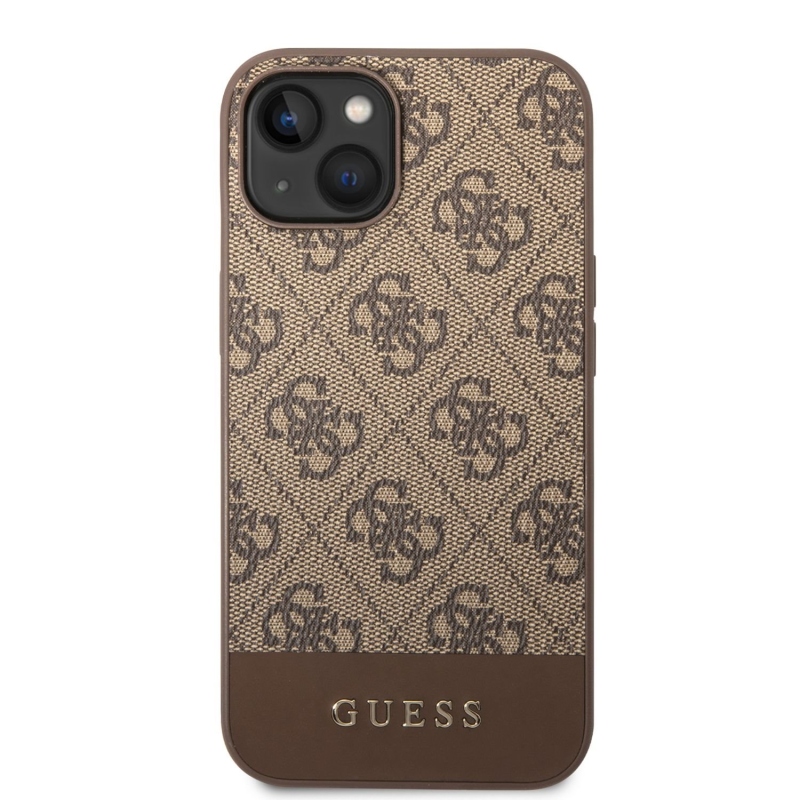 Guess PU 4G Stripe Zadný Kryt pre iPhone 14 Brown