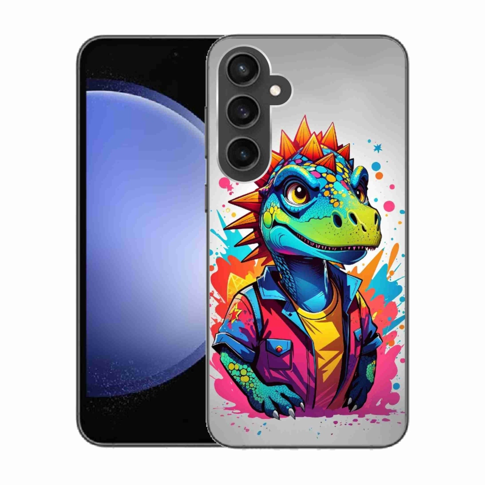 Gélový kryt mmCase na Samsung Galaxy S23 FE - farebný dinosaurus